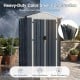 Outdoor storage shed with sloping roof, lockable door, and rustproof color steel for organizing items in patios or backyards.