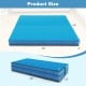 Blue bi-folding gymnastic tumbling mat, 4ft x 4ft x 4in, with handles, waterproof cover, ideal for yoga and stretching.