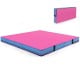 Bi-folding 4ft x 4ft x 4in pink gymnastic tumbling mat with handles, made of waterproof PU leather for versatile use.