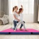 Bi-folding pink gymnastic tumbling mat with handles, 4ft x 4ft x 4in, ideal for yoga and kids' activities.