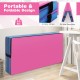 Bi-folding pink gymnastic tumbling mat with handles, 4" thick EPE foam, ideal for yoga and stretching.