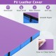 Purple 4ft x 4ft x 4in bi-folding gymnastic tumbling mat with waterproof PU leather cover, ideal for yoga and.