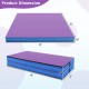 Bi-folding 4ft x 4ft x 4in gymnastic tumbling mat in purple, featuring waterproof PU leather and convenient carry.