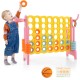 Colorful 4-in-a-Row Connect Game in pink with basketball hoop, designed for indoor and outdoor fun.