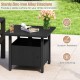 Outdoor side table with a wood-like surface, sturdy zinc-iron alloy structure, and 1.89" umbrella hole for patio use.