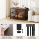 40-inch rustic brown dog crate furniture with dual lockable doors, easy-to-clean surface, and adjustable foot pads.