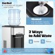 3-in-1 ice maker and water cooler dispenser with stainless steel finish, featuring hot and cold water options.