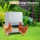 Wall mount galvanized chicken feeder with 50 lbs capacity, designed to feed 8 chickens for 16 days, suitable for.