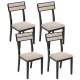 Set of 4 modern dining chairs with ergonomic tilt backrest, black rubber-wood legs, and padded linen-feel seats for.