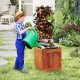 Outdoor wooden raised garden bed with trellis, crafted from solid wood, ideal for growing plants and flowers.