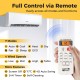 Ultra-Quiet 24000 BTU Mini Split remote control showing 7 modes and 4 wind speeds for efficient cooling and heating.