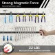 18-inch black magnetic tool holder strip displaying various tools, featuring strong magnets and a 22 lbs load capacity.