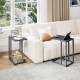 C-shaped side table in dark gray with spacious tabletop, adjustable foot pads, perfect for living room or bedroom use.