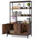 57-inch cat litter box enclosure in coffee finish with storage shelves and removable scratcher for versatile use.