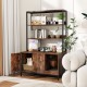 57-inch cat litter box enclosure with storage, featuring a rustic coffee finish and 2-tier shelves for ample.