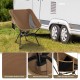 Portable camping chair in coffee color with thick 600D oxford cloth, side storage pocket, and ergonomic design for.