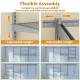 Adjustable 4-8 feet closet organizer in grey with shelves and hanging rods, ideal for laundry and bedroom storage.