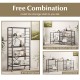 5-tier foldable shelving unit in black with detachable wheels, adjustable shelves, and anti-toppling system for.