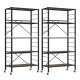 5-tier foldable shelving unit in black with a front view, showcasing premium MDF panels and a sturdy metal frame for.