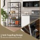 5-tier black shelving unit with detachable wheels and anti-toppling design, ideal for flexible storage in any space.