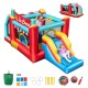 5-in-1 Ice Cream inflatable bounce house with slide, ball pit, and basketball hoop for kids' outdoor fun.