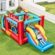 Colorful 5-in-1 Ice Cream inflatable bounce house with slide and ball pit, perfect for outdoor fun and kids' parties.