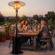 Patio propane gas heater with stainless steel burner, providing 50,000 BTU heat for outdoor gatherings and comfort.