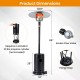 Patio propane gas heater with stainless steel burner, 50,000 BTU output, 86 inches tall, ideal for outdoor warmth.