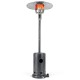 50,000 BTU patio propane gas heater in gray with stainless steel burner, ideal for outdoor warmth and stability.