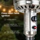 Close-up of the press-and-twist ignition knob on the 50,000 BTU stainless steel patio propane gas heater for easy.
