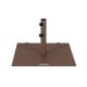 Square 50 lbs patio umbrella base made of weather-resistant steel with adjustable knobs for stability and built-in.
