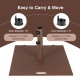 50 lbs weighted square patio umbrella base with adjustable knobs, suitable for 1.6" and 1.9" poles, easy to move.