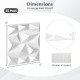3D wall panels in white, made from lightweight PVC, ideal for DIY decoration in living rooms or bedrooms, covers 50.