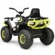 Rear view of the 12V kids electric ATV quad in white, highlighting the robust tires and bright LED lights for added.