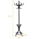 Black wood coat rack with umbrella stand, featuring a sturdy 2-layer structure and smooth varnish finish for any space.