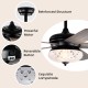52-inch ceiling fan with remote control, oak blades, reversible motor, and elegant lampshade for stylish home decor.