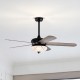 52-inch ceiling fan with remote control and oak blades, designed for medium to large rooms, featuring noiseless.
