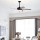 52-inch ceiling fan with oak blades and remote control, designed for medium to large rooms, featuring a retro style.