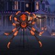 52-inch Halloween spider decoration with flickering warm white LEDs, featuring a sturdy metal stand for outdoor display.