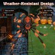 52-inch Halloween spider decoration with flickering warm white LEDs, weather-resistant design for outdoor use.