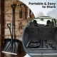 53-inch black snow shovel with assist handle, featuring a wide blade and detachable design for easy storage and.
