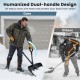 53-inch snow shovel with dual handles for easy lifting, featuring a wide blade and non-slip D-handle for driveway use.