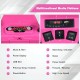 Multifunctional media platform of a pink 12V kids ride-on ATV featuring USB slot, music controls, and power display.