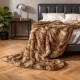 Luxurious 540GSM faux raccoon fur blanket in a soft, plush design, perfect for beds and cozy relaxation.