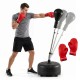 Height adjustable punching bag with reflex balls and PU gloves, ideal for home and gym training for teens and adults.