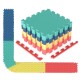 Multicolor 54 pack EVA foam floor tiles with non-slip surface and borders, ideal for home gym and living room use.