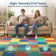 Multicolor 54 pack EVA foam floor tiles provide high-density support and comfort, ideal for home gym and living room use.