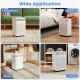 54 pints dehumidifier in white shown in various settings: living room, bedroom, closet, and laundry for versatile use.