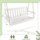 54-inch white HDPE patio porch swing with cup holder, slatted design, 700 lbs capacity, ideal for outdoor relaxation.
