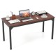 55-inch conference table with a brown thickened board top and sturdy metal frame, ideal for office or dining use.